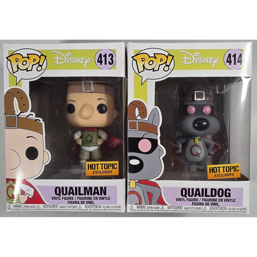 FUNKO POP DISNEY DOUG SERIES QUAILMAN #413 & QUAILDOG #414 HOT TOPIC EXCLUSIVE
